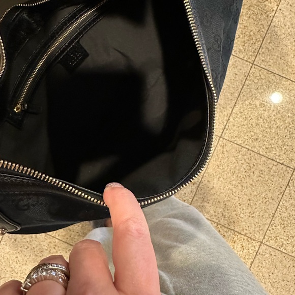 Gucci Bamboo Ring Half Moon Medium Black Canvas - Picture 7 of 13